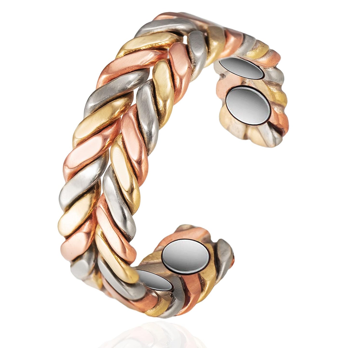EnerMagiX Copper Rings for Women Pure Copper Tricolour Gold Adjustable Ring Fashion Copper Jewelry(2040)