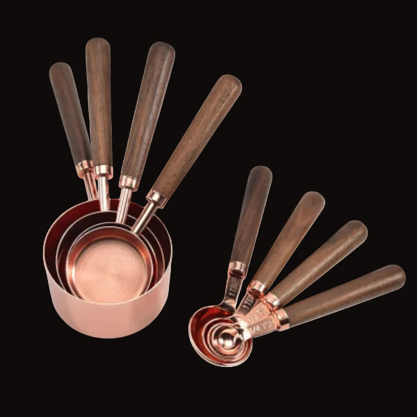 Copper-Plated Spoon Measuring Cup with Walnut Handle