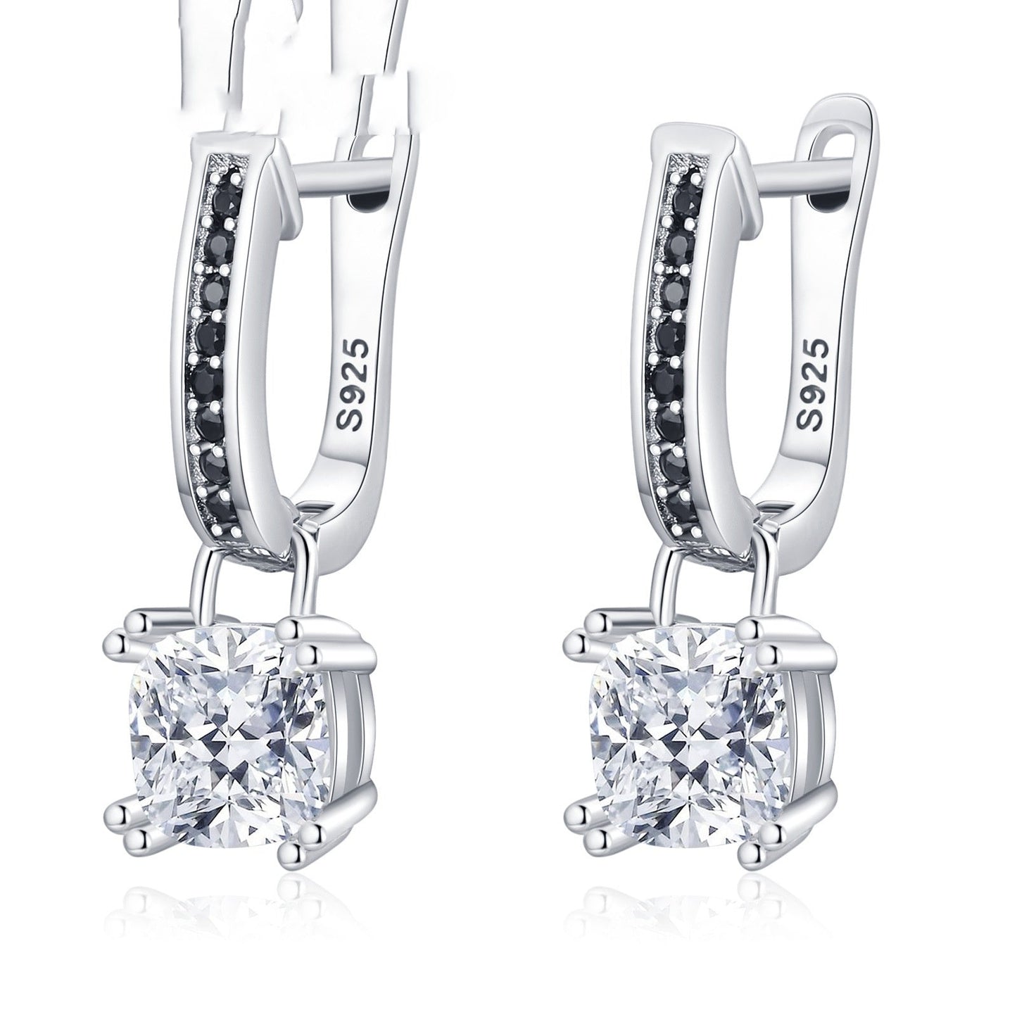 Inlaid Copper-plated Square Zircon Earrings