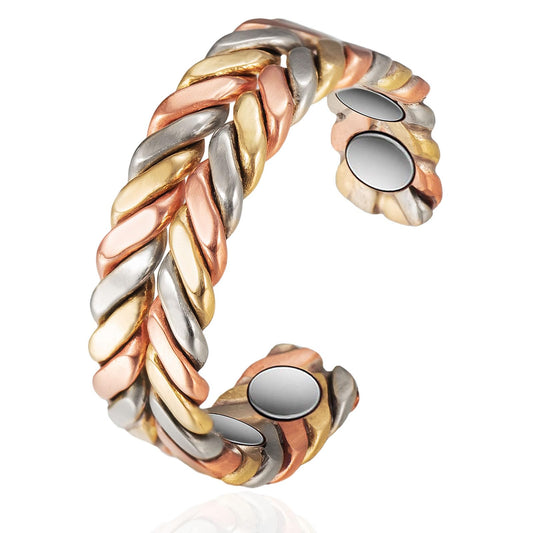 EnerMagiX Copper Rings for Women Pure Copper Tricolour Gold Adjustable Ring Fashion Copper Jewelry（2040）