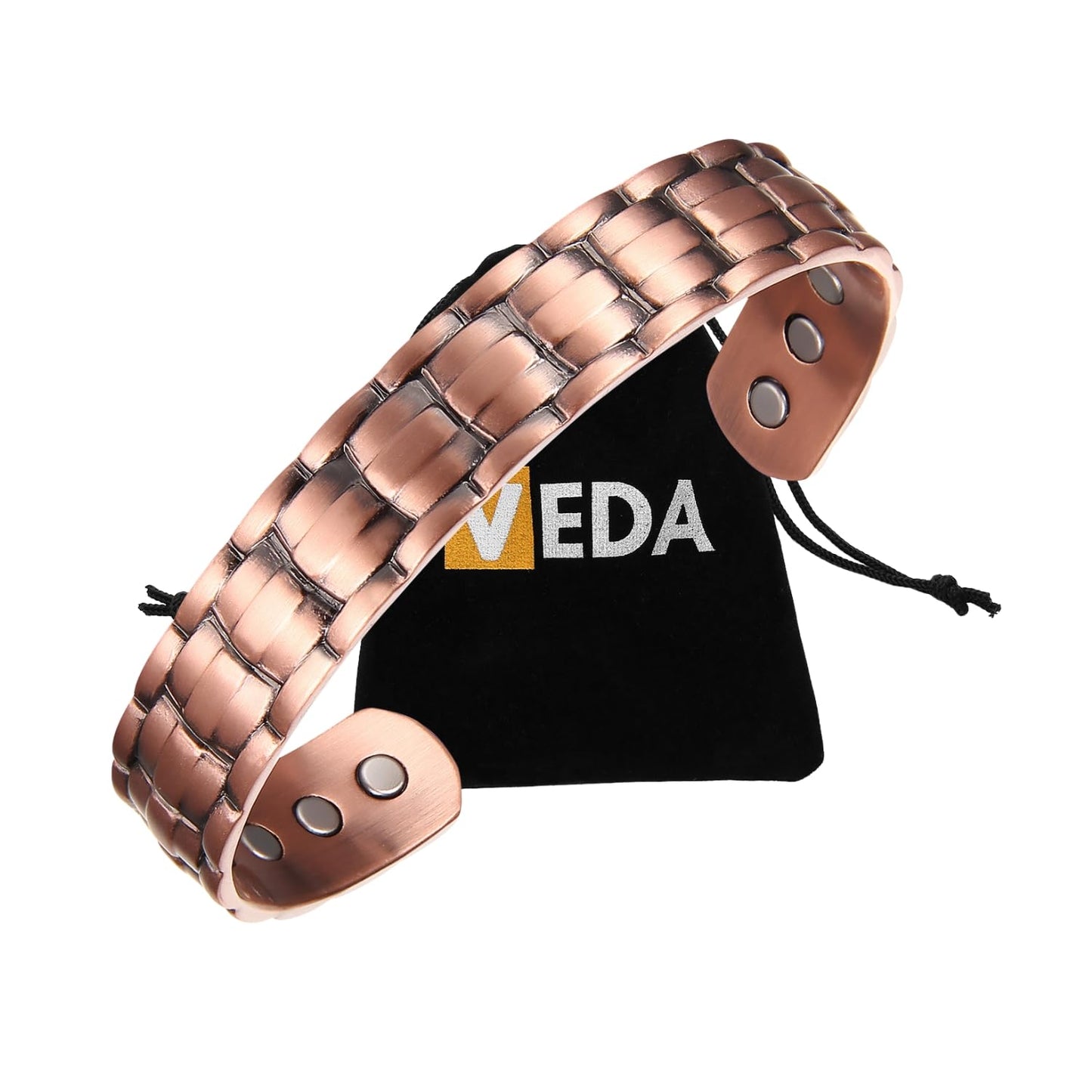 VEDA Ultra-Strength Copper Magnetic Bracelet Guaranteed 99.9% Pure Copper Magnetic Bracelet - 12 Powerful Magnets – Adjustable for Both Men and Women (Symphony)