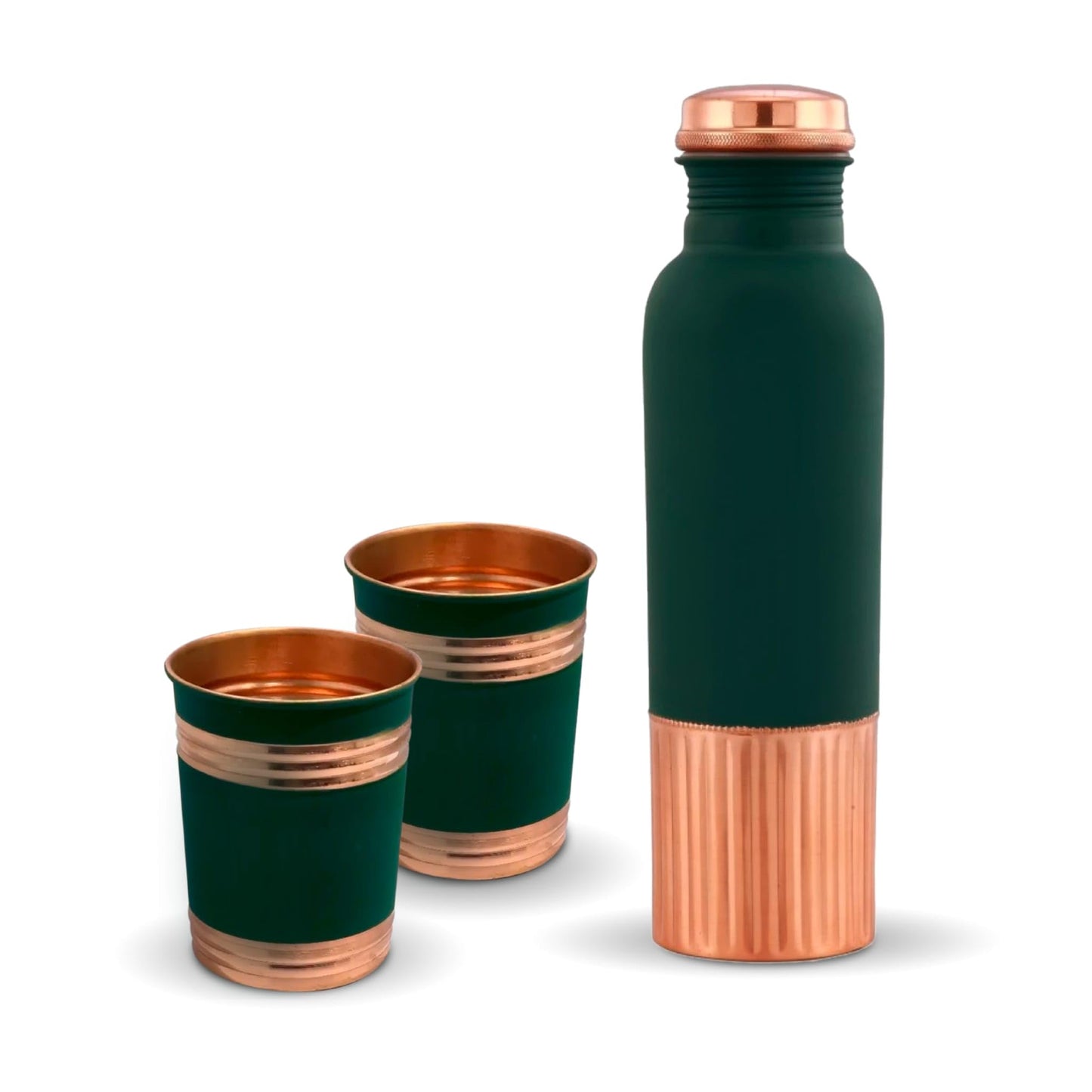 WinningMarket Copper Water Bottle - 100% Pure Copper with Ayurvedic Benefits Handcrafted Leak-Proof Design - Includes Copper Cups for Best Experience - Easy to Clean Copper Cup Set.