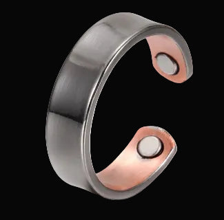 Mens Pure Copper Ring Black 2 x Magnets