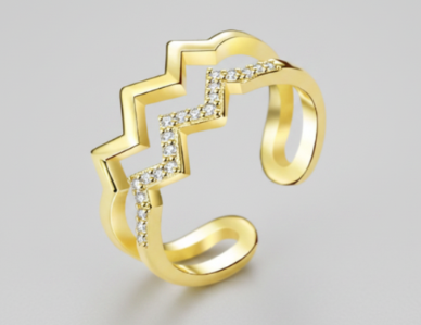 Zig-Zag Gold with single diamond accents