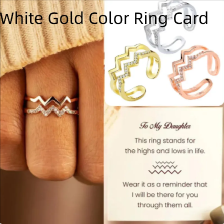 Zig-Zag Silver color ring with a sentimental card message