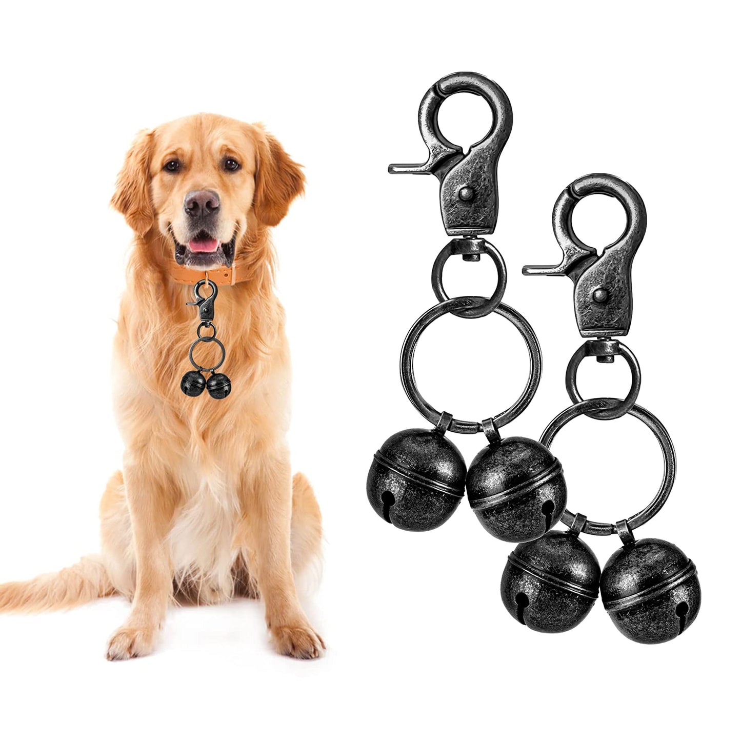 Cat & Dog Collar Bell Pack of 2 Extra Loud Dog Bell for Pet Tracking & Saving Wildlife Birds Durable Iron Split Ring & Lobster Bell Clip (Nickel 2 Pack)