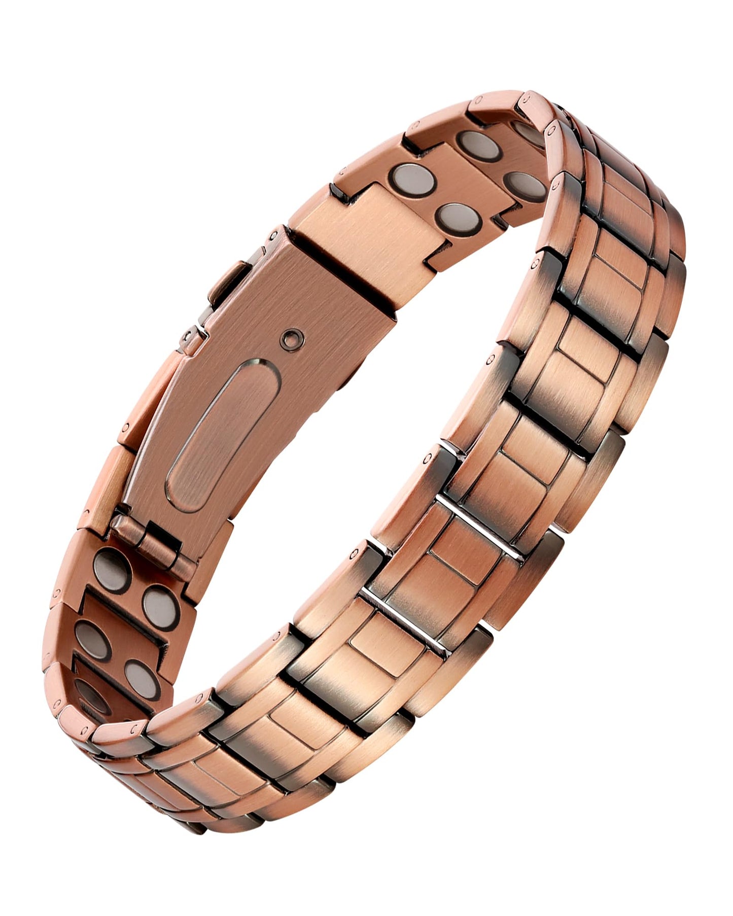 Feraco 99.99% Pure Copper Bracelet for Men Ultra Strength Magnetic Bracelet with Powerful Neodymium Magnets & Pro Folding Clasp Adjustable